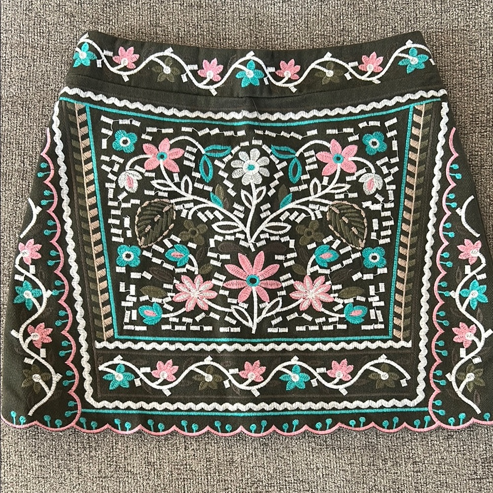 Ami Green and Pink Embellished Mini Skirt Cocktail